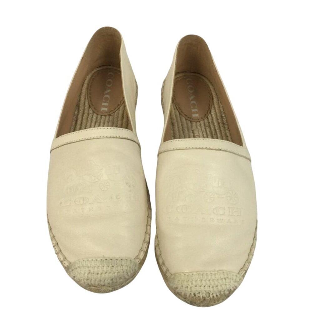 Coach Charlie Leather Espadrilles 6.5 – Ivory Glove-Tanned Slip-On Flats